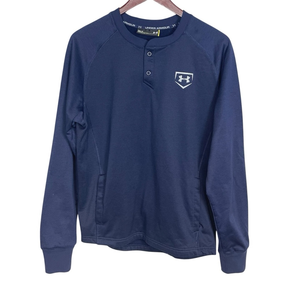Under Armour Men's Navy Blue Baseball Training Henley Size Small